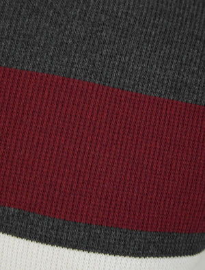 Hemphill 3 Stripe Cotton Blend Knitted Jumper in Dark Grey Marl - Kensington Eastside