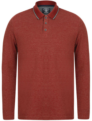 Jupe Cotton Pique Long Sleeve Polo Shirt in Fired Brick Red / White - Kensington Eastside