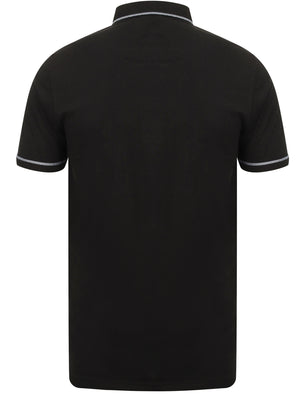 Low Cotton Jersey Polo Shirt with Trims in Black - Kensington Eastside