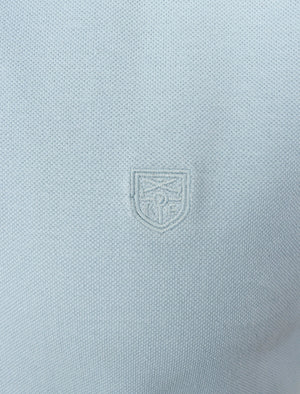 Menotti Cotton Pique Polo Shirt with Jacquard Collar in Skyway - Kensington Eastside