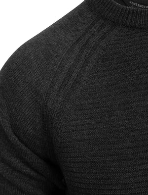 Morphy Ribbed Stitch Crew Neck Knitted Jumper in Charcoal Marl - Kensington Eastside
