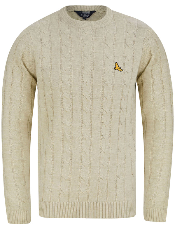 Murph Cable Knit Crew Neck Jumper in Oatgrey Marl - Kensington Eastside