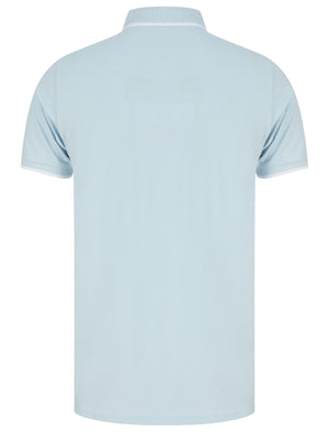 Pelier Cotton Pique Polo Shirt with Tipping in Skyway Blue - Kensington Eastside