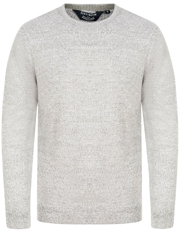 Pendleton Marled Crew Neck Jumper In Mid Grey Marl / Optic White Twist - Kensington Eastside