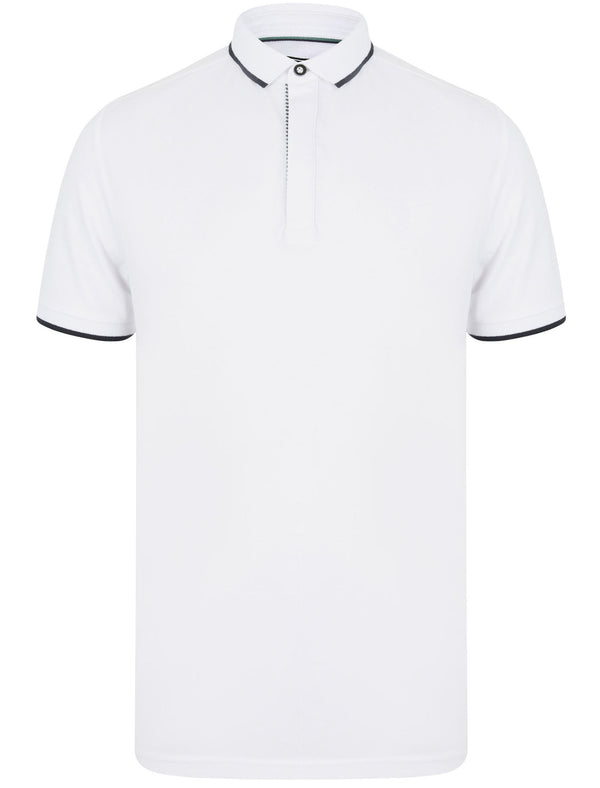 Stable Cotton Pique Polo Shirt with Tipping in Bright White - Kensington Eastside