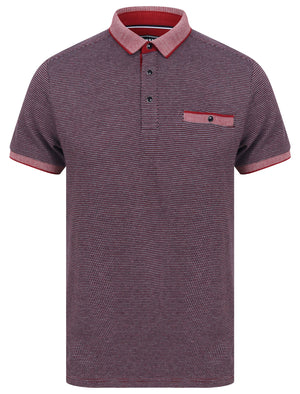 Artillery Cotton Jacquard Polo Shirt with Chest Pocket In Rosewood - Kensington Eastside