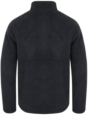 Micro Soft Jacquard Fleece Lined Bonded Pullover with Half Zip In Navy / Black - Kensington Eastside