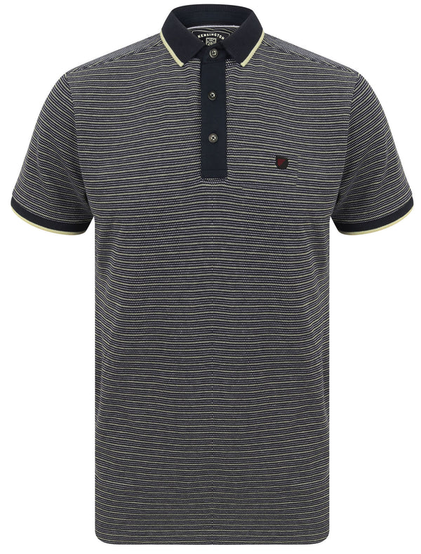 Penley Jacquard Jersey Stripe Polo Shirt with Tipping In Seafoam Green - Kensington Eastside