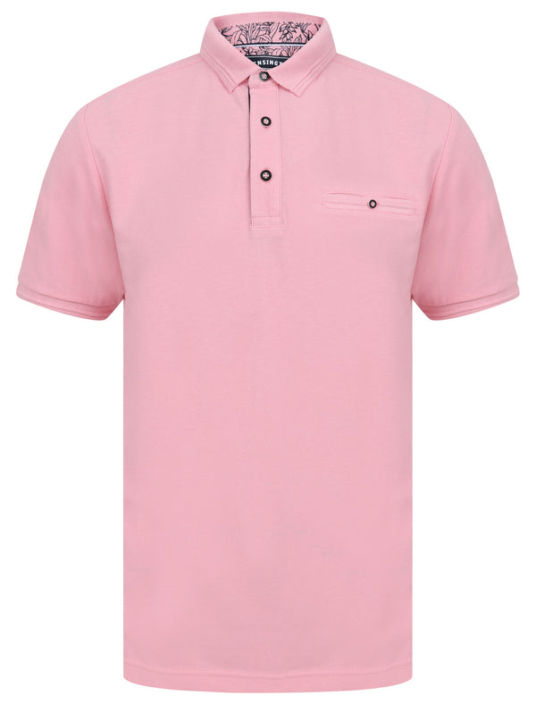 Providence Cotton Pique Polo Shirt with Mock Chest Pocket in Candy Pink - Kensington Eastside