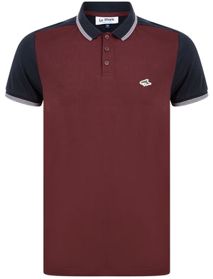 Arthur Contrast Sleeve Cotton Jersey Polo Shirt In Winetasting - Le Shark