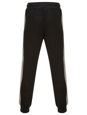 Elias Brushback Fleece Cuffed Joggers with Piping Detail in Jet Black - Le Shark