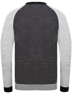Hodgins Colour Block Wool Blend Knitted Jumper In Charcoal Marl - Le Shark