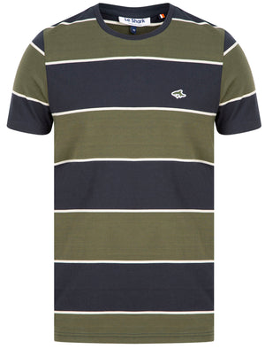 Nolan Striped Cotton Jersey T-Shirt in Sky Captain Navy - Le Shark