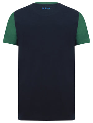 Adon Colour Block Panel Cotton Jersey T-Shirt in Hunter Green - Le Shark
