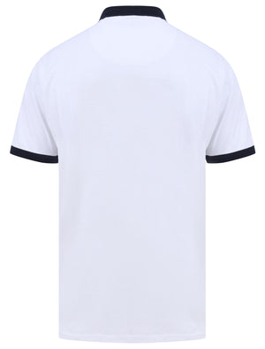 Mariner 2 Cotton Jersey Polo Shirt with Tape Detail In Bright White - Le Shark
