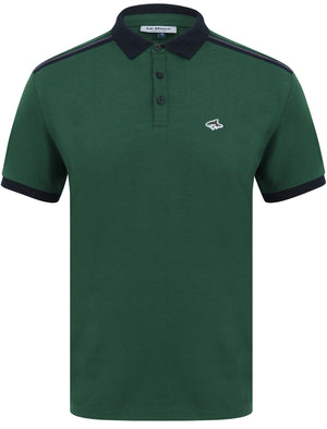 Mariner 2 Cotton Jersey Polo Shirt with Tape Detail In Hunter Green - Le Shark