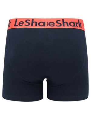 Peace (2 Pack) Boxer Shorts Set in Hot Coral / Sky Captain Navy - Le Shark