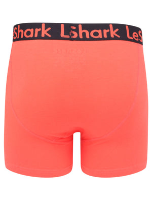 Peace (2 Pack) Boxer Shorts Set in Hot Coral / Sky Captain Navy - Le Shark