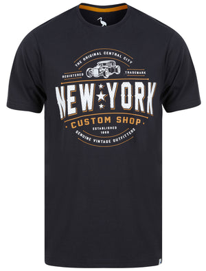 NY Custom Motif Cotton Jersey T-Shirt in Jet Black - South Shore