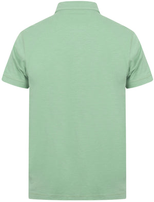 Pale Cotton Slub Polo Shirt with Chest Pocket in Feldspar Green - South Shore