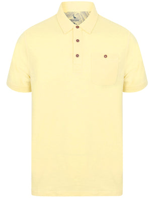Pale Cotton Slub Polo Shirt with Chest Pocket in Pale Yellow - South Shore