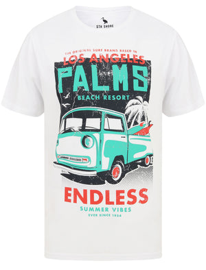 Palms Van Motif Cotton Jersey T-Shirt in Optic White - South Shore