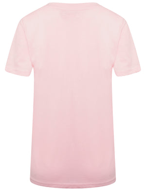 Surfs Up Motif Cotton Crew Neck T-shirt in Pink Almond Blossom - South Shore