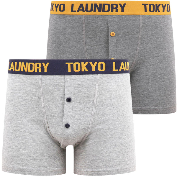 Beldon (2 Pack) Boxer Shorts Set in Navy Blazer / Zinnia Orange - Tokyo Laundry