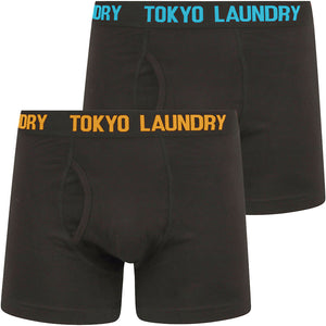 Booker (2 Pack) Boxer Shorts Set in Blue Atoll / Zinnia Orange - Tokyo Laundry