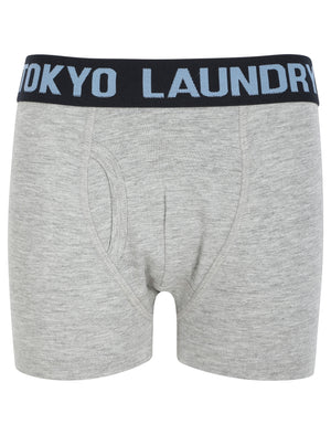 Boys (6-13yr) Henson (3 Pack) Boxer Shorts Set in Allure Blue / Sky Captain Navy / Lt Grey Marl - Tokyo Laundry