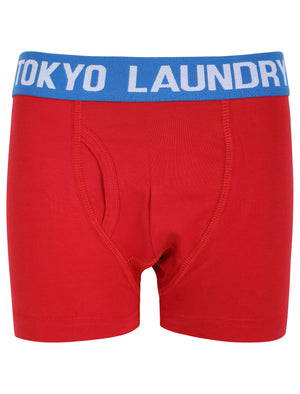 Boys (6-13yr) Henson (3 Pack) Sports Boxer Shorts Set in Navy / Scarlet Sage / Jet Blue - Tokyo Laundry