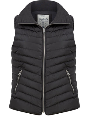 Chervil Quilted Puffer Gilet With Funnel Neck In Black - Tokyo Laundry