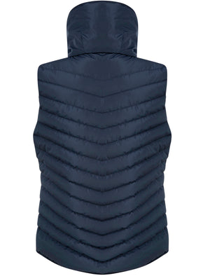 Chervil Quilted Puffer Gilet With Funnel Neck In Navy Blazer - Tokyo Laundry