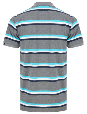 Chilliwack Striped Cotton Pique Polo Shirt In Mid Grey Marl - Tokyo Laundry