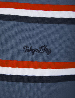 Chilliwack Striped Cotton Pique Polo Shirt In Vintage Indigo - Tokyo Laundry