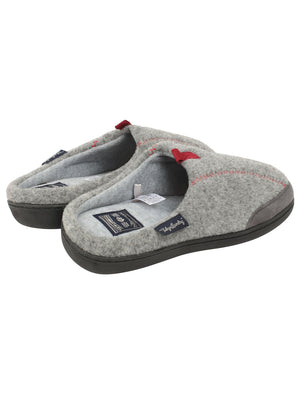 Clayed Fleece Lined Mule Slippers with Stitch Detail in Grey - Tokyo Laundry