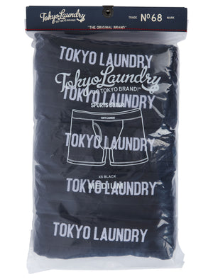 Clovelly (5 Pack) Cotton Sports Boxer Shorts Set in Jet Black - Tokyo Laundry