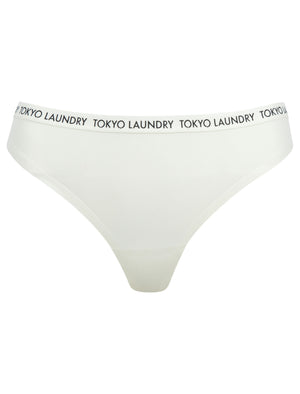 Danvers (3 Pack) Floral Print No VPL Seam Free Assorted Thongs in Egret Ivory / Jet Black / Dress Blues - Tokyo Laundry