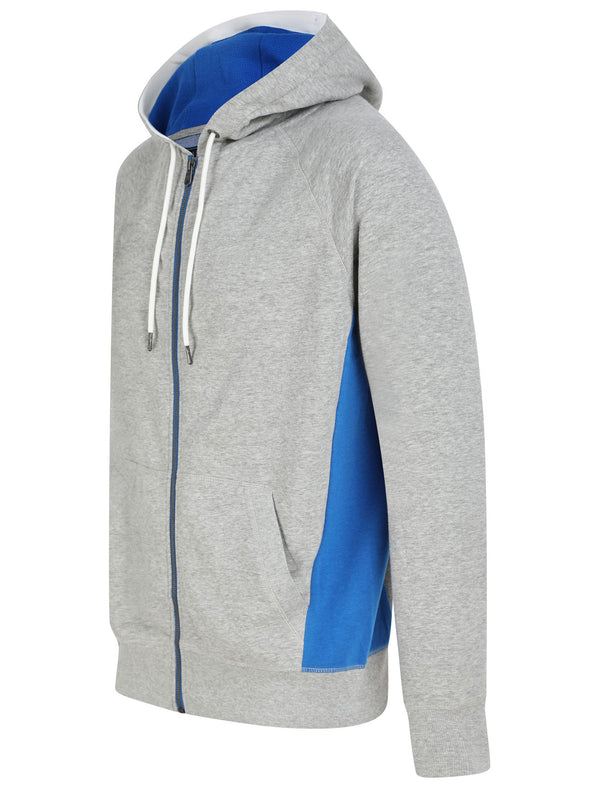 Diablo Brushback Fleece Zip Through Hoodie with Contrast Side Panels in Light Grey Marl - Tokyo Laundry