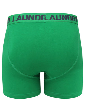 Edward (2 Pack) Boxer Shorts Set in Jolly Green / Mood Indigo - Tokyo Laundry
