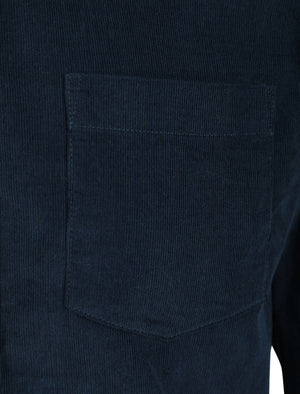 Erskine Corduroy Cotton Long Sleeve Shirt In Navy - Tokyo Laundry