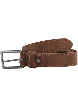 Formby Faux Leather Belt with Pewter Stud Design In Brown - Tokyo Laundry