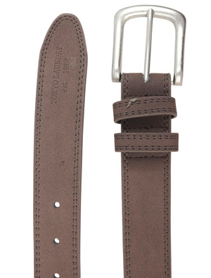 George Suede Effect Faux Leather Belt in Brown - Tokyo Laundry