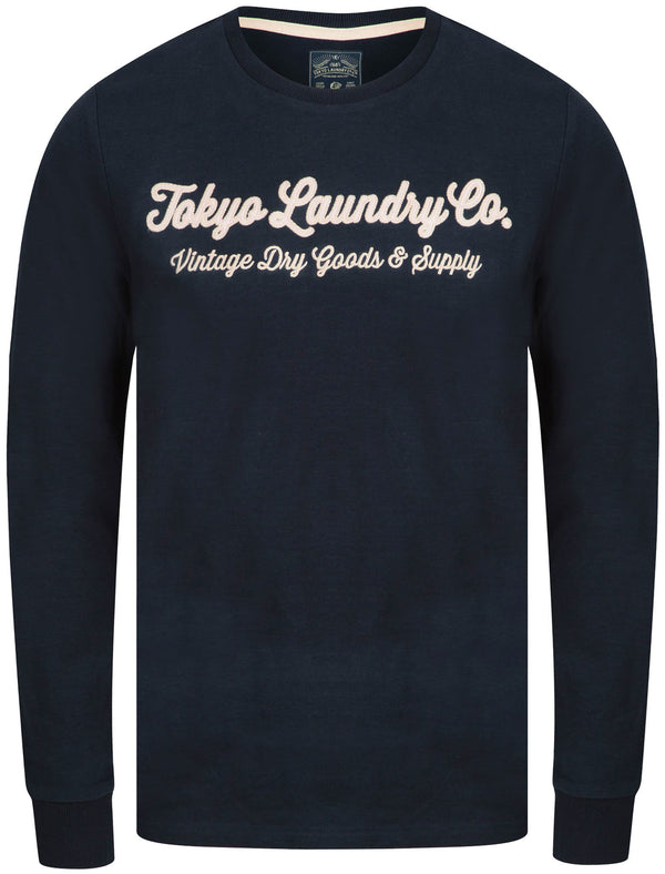 Hackensack Cotton Jersey Slub Long Sleeve Top In Sky Captain Navy - Tokyo Laundry