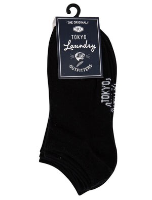 Hidden Crowe (3 Pack) Basic Cotton Rich Trainer Socks in Black - Tokyo Laundry