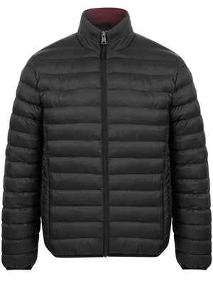 Nayati Funnel Neck Quilted Puffer Jacket in Jet Black / Burgundy - Tokyo Laundry