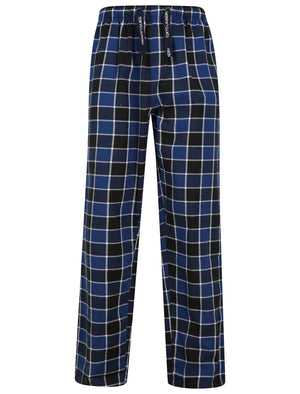 Jords Brushed Flannel Checked Lounge Pants in Medieval Blue - Tokyo Laundry