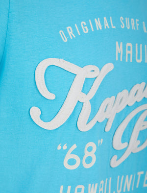 Kapalua Motif Cotton Jersey T-Shirt In Blue Atoll - Tokyo Laundry