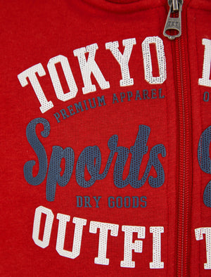 Boys Delta Zip Through Hoodie with Contrast Tape Sleeve in Rio Red - Tokyo Laundry Kids