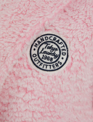 Girls Elleray Soft Fleece Hooded Dressing Gown with Tie Belt in Pink - Tokyo Laundry Kids (5-13yrs)